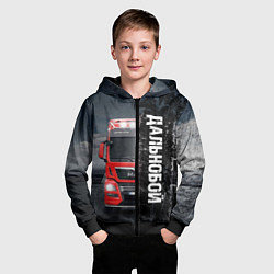 Толстовка на молнии детская Дальнобой Red Truck, цвет: 3D-черный — фото 2