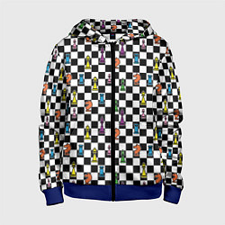 Толстовка на молнии детская Яркая шахматная доска, цвет: 3D-синий