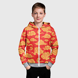 Толстовка на молнии детская Западный узор облаков, цвет: 3D-меланж — фото 2