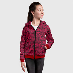 Толстовка на молнии детская Красно-черный абстрактный узор, цвет: 3D-красный — фото 2