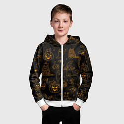 Толстовка на молнии детская ХЕЛЛОУИН ПАТТЕРН КОТИКИ HALLOWEEN KITTY, цвет: 3D-белый — фото 2