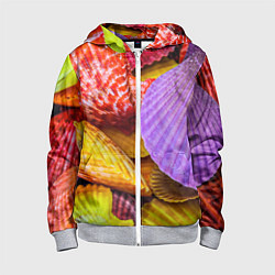 Толстовка на молнии детская Разноцветные ракушки multicolored seashells, цвет: 3D-меланж