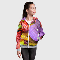 Толстовка на молнии детская Разноцветные ракушки multicolored seashells, цвет: 3D-меланж — фото 2