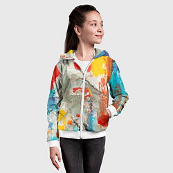 Толстовка на молнии детская Буйство красок 3D, цвет: 3D-белый — фото 2