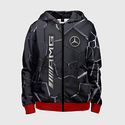 Толстовка на молнии детская Mercedes AMG 3D плиты, цвет: 3D-красный