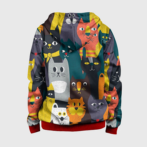 Детская толстовка на молнии Крутые коты / 3D-Красный – фото 2