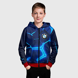Толстовка на молнии детская BMW LOGO 3Д ПЛИТЫ ГЕОМЕТРИЯ, цвет: 3D-красный — фото 2