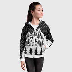 Толстовка на молнии детская Северные Олени в Горах, цвет: 3D-белый — фото 2