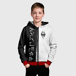 Толстовка на молнии детская THE ELDER SCROLLS SKYRIM FUS RO DAH ЧЁРНО БЕЛЫЙ, цвет: 3D-красный — фото 2