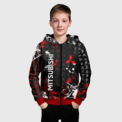 Толстовка на молнии детская Японские символы Митсубиси, цвет: 3D-красный — фото 2
