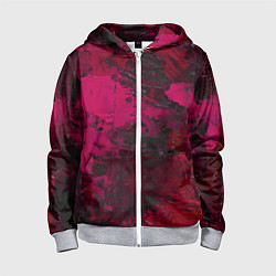 Толстовка на молнии детская Бордовые мазки в тёмно-красных тонах, цвет: 3D-меланж