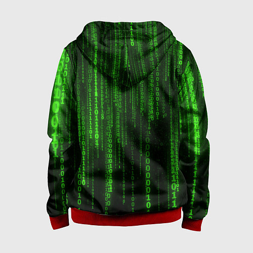 Детская толстовка на молнии Матрица двоичный код / 3D-Красный – фото 2