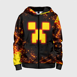 Толстовка на молнии детская ОГНЕННЫЙ КРИПЕР, МАЙНКРАФТ, цвет: 3D-черный