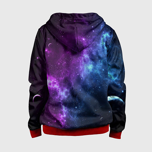 Детская толстовка на молнии NEON GALAXY НЕОНОВЫЙ КОСМОС / 3D-Красный – фото 2