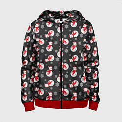 Толстовка на молнии детская Snowmen, цвет: 3D-красный