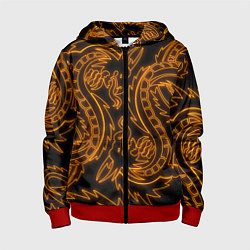 Детская толстовка на молнии ОГНЕННЫЕ ДРАКОНЫ НЕОН NEON FIRE DRAGONS