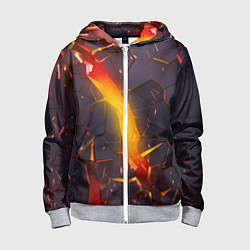 Толстовка на молнии детская ТРЕХМЕРНЫЕ ИСКРЫ 3D ПЛИТЫ 3D ИСКРЫ, цвет: 3D-меланж