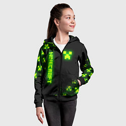 Толстовка на молнии детская MINECRAFT NEON LOGO CREEPER, цвет: 3D-черный — фото 2