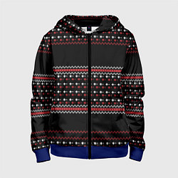 Толстовка на молнии детская НОВОГОДНИЙ ПАТТЕРН SWEATER, цвет: 3D-синий