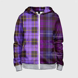 Толстовка на молнии детская Purple Checkered, цвет: 3D-меланж