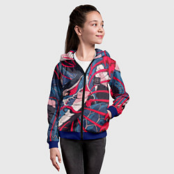 Толстовка на молнии детская Самурай Якудза, змей, скелет, цвет: 3D-синий — фото 2