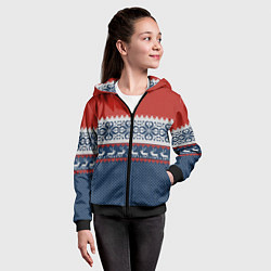 Толстовка на молнии детская НОВОГОДНИЙ УЗОР С ОЛЕНЯМИ, цвет: 3D-черный — фото 2