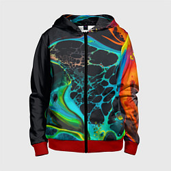 Толстовка на молнии детская Огни большого города, цвет: 3D-красный