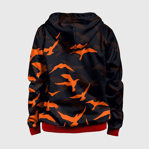 Детская толстовка на молнии Стая Воронов / 3D-Красный – фото 2