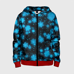 Толстовка на молнии детская НОВОГОДНИЕ НЕОНОВЫЕ СНЕЖИНКИ 2022 НОВЫЙ ГОД, цвет: 3D-красный