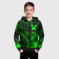 Толстовка на молнии детская MINECRAFT - КРИПЕР - Частицы, цвет: 3D-черный — фото 2