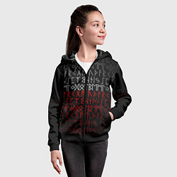 Толстовка на молнии детская Славянская символика Руны, цвет: 3D-черный — фото 2