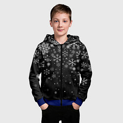 Толстовка на молнии детская Снежинки - С Новый год, цвет: 3D-синий — фото 2