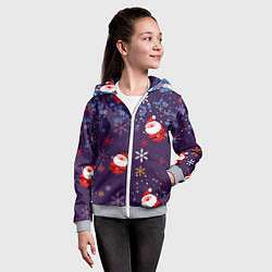 Толстовка на молнии детская Дед Мороз в снежинках, цвет: 3D-меланж — фото 2