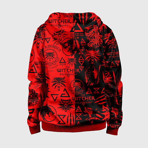 Детская толстовка на молнии THE WITCHER LOGOBOMBING BLACK RED / 3D-Красный – фото 2