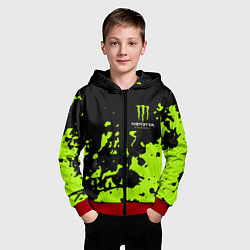 Толстовка на молнии детская Monster Energy green, цвет: 3D-красный — фото 2
