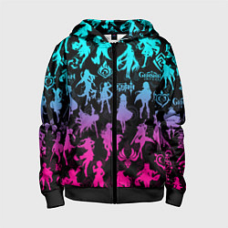 Толстовка на молнии детская ГЕНШИН ИМПАКТ НЕОН ПЕРСОНАЖИ ИГРЫ GENSHIN IM ACT L, цвет: 3D-черный