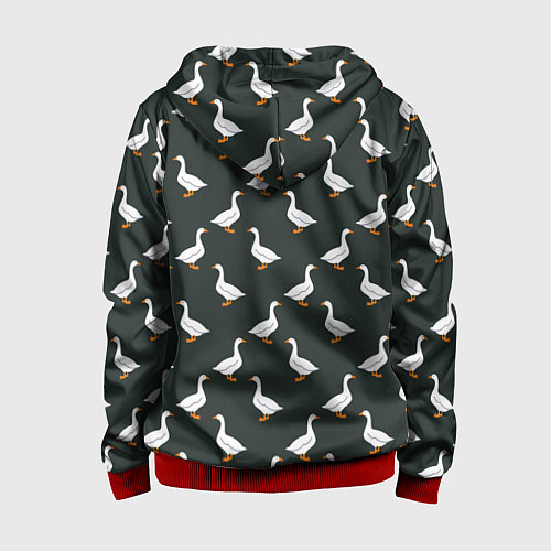 Детская толстовка на молнии Гуси паттерн / 3D-Красный – фото 2