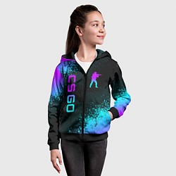 Толстовка на молнии детская CS GO NEON SYMBOL STYLE SKIN КС ГО НЕОН, цвет: 3D-черный — фото 2