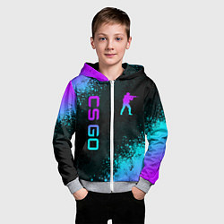 Толстовка на молнии детская CS GO NEON SYMBOL STYLE SKIN КС ГО НЕОН, цвет: 3D-меланж — фото 2