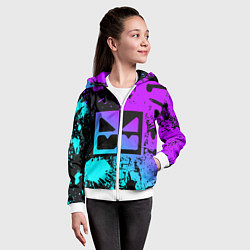 Толстовка на молнии детская GEOMETRY DASH NEON LEVELS SMILE, цвет: 3D-белый — фото 2