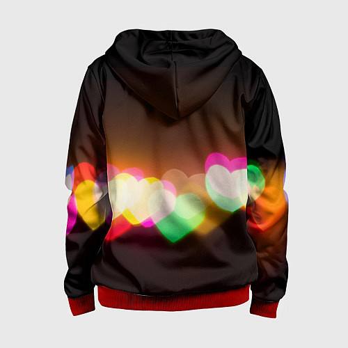 Детская толстовка на молнии Горящие сердца всех цветов радуги / 3D-Красный – фото 2