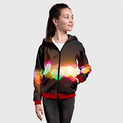 Толстовка на молнии детская Горящие сердца всех цветов радуги, цвет: 3D-красный — фото 2
