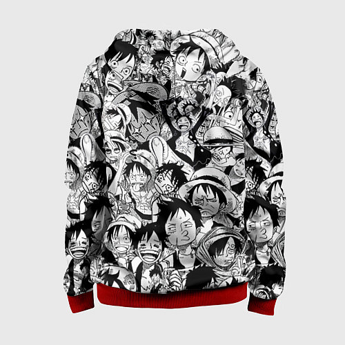 Детская толстовка на молнии МАНКИ Д ЛУФФИ ЧЁРНО БЕЛЫЙ / 3D-Красный – фото 2