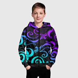 Толстовка на молнии детская НЕОНОВОЕ ТАТУ ДРАКЕНА УЗОР, цвет: 3D-черный — фото 2