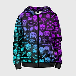 Толстовка на молнии детская UNDERTALE NEON PATTERN УЗОР, цвет: 3D-черный