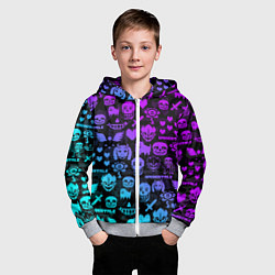 Толстовка на молнии детская UNDERTALE NEON PATTERN УЗОР, цвет: 3D-меланж — фото 2