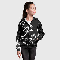 Толстовка на молнии детская ТАТУИРОВКА ДРАКЕНА WHITE AND BLACK, цвет: 3D-черный — фото 2