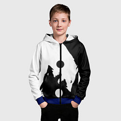 Толстовка на молнии детская Волки Инь и Янь Добро и Зло, цвет: 3D-синий — фото 2
