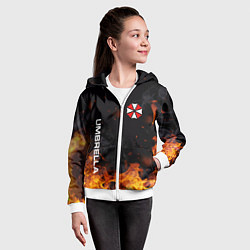 Толстовка на молнии детская Umbrella Corporation Огонь, цвет: 3D-белый — фото 2