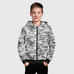 Толстовка на молнии детская Серый Военный Камуфляж, цвет: 3D-черный — фото 2